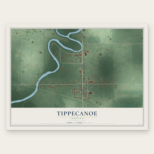 Tippecanoe, Indiana map print, the full design
