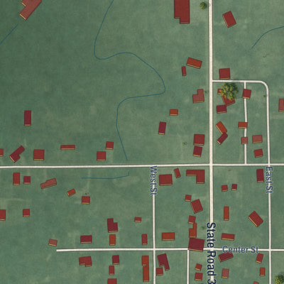 Close-up of the map of Tippecanoe, Indiana print showing street and building detail