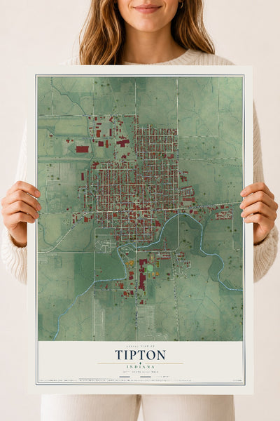 Map of Tipton, Indiana, 18 x 24 inch unframed archival matte print