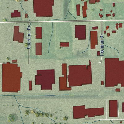 Second close-up of the map of Topeka, Indiana print showing more streets and buildings