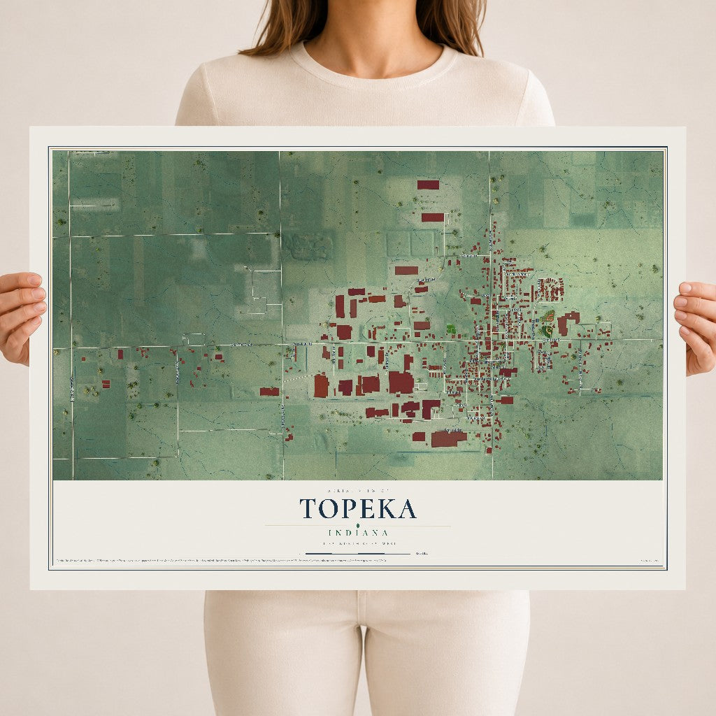 Map of Topeka, Indiana, 18 x 24 inch unframed archival matte print