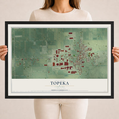 Map of Topeka, Indiana, 18 x 24 inch print in a black wood frame