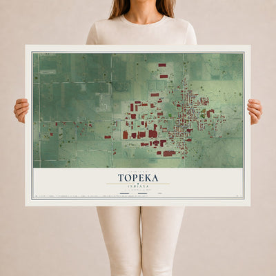 Map of Topeka, Indiana, 24 x 36 inch unframed archival matte print