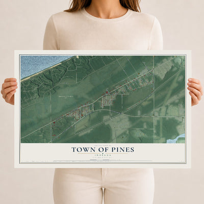 Map of the Town of Pines, Indiana, 12 x 18 inch unframed archival matte print