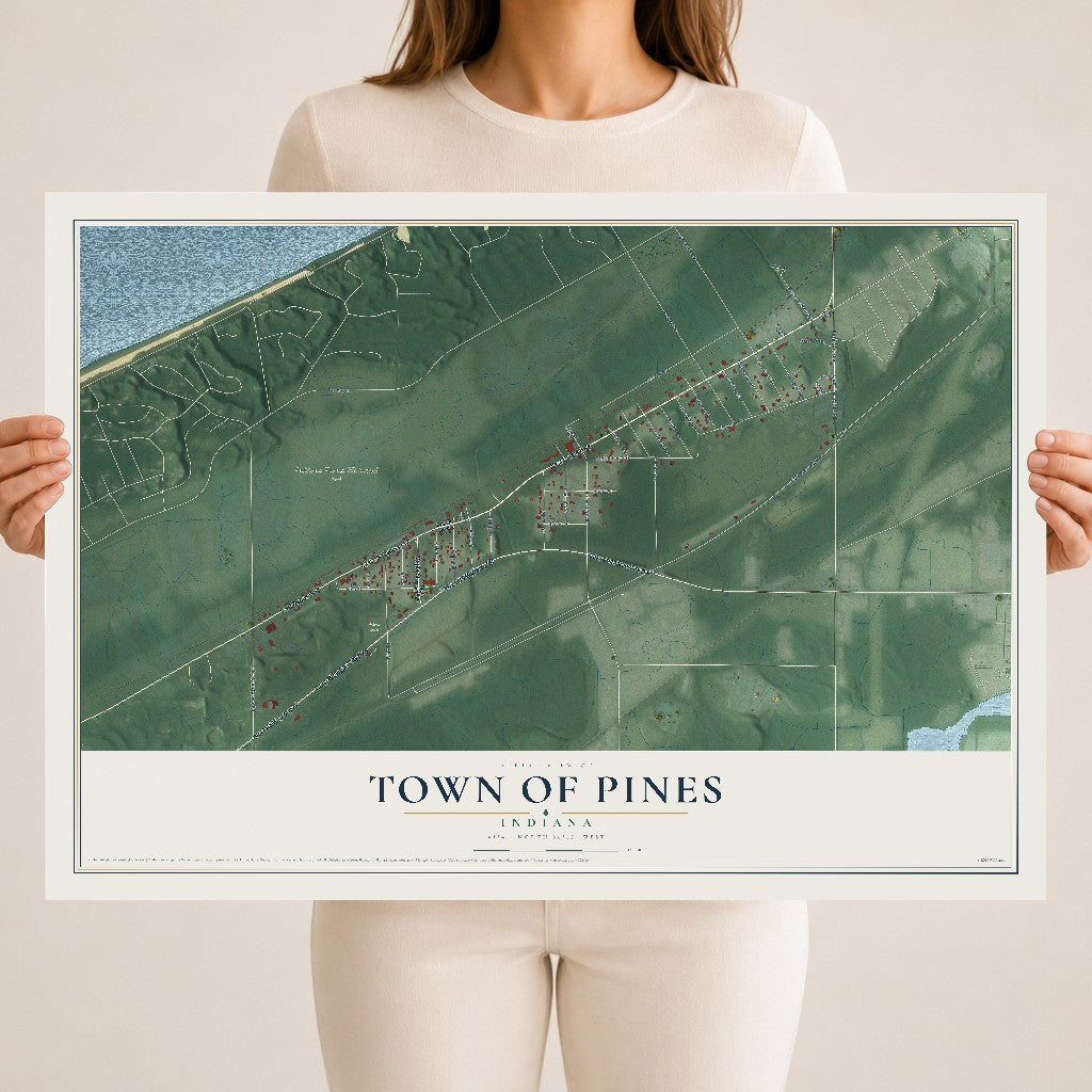 Map of the Town of Pines, Indiana, 18 x 24 inch unframed archival matte print