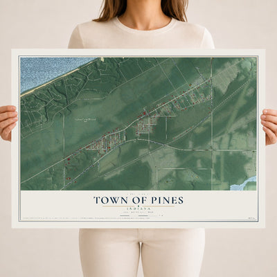 Map of the Town of Pines, Indiana, 18 x 24 inch unframed archival matte print