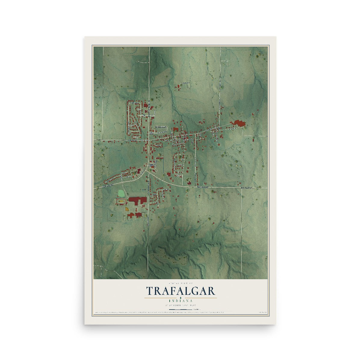 Map of Trafalgar, Indiana, 12 x 18 inch unframed archival matte print