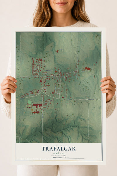 Map of Trafalgar, Indiana, 18 x 24 inch unframed archival matte print