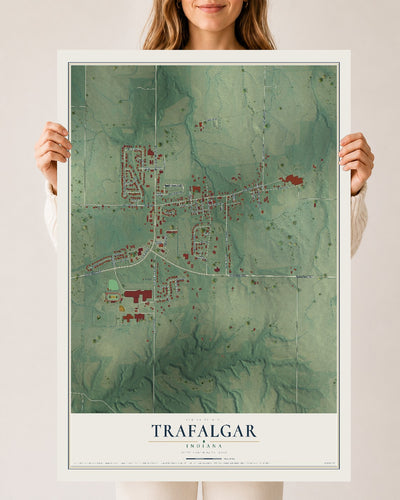 Map of Trafalgar, Indiana, 24 x 36 inch unframed archival matte print