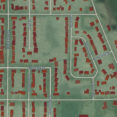 Second close-up of the map of Trail Creek, Indiana print showing more streets and buildings