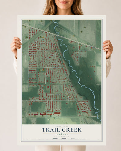 Map of Trail Creek, Indiana, 24 x 36 inch unframed archival matte print