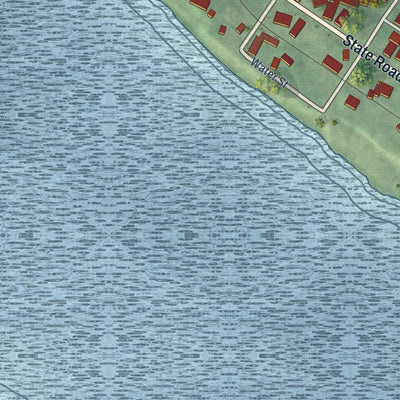 Close-up of the map of Troy, Indiana print showing street and building detail