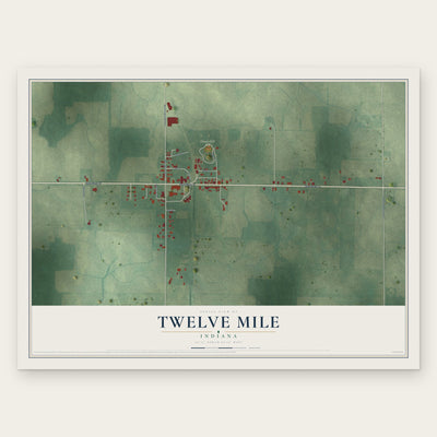 Twelve Mile, Indiana map print, the full design