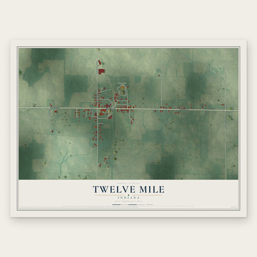 Twelve Mile, Indiana map print, the full design
