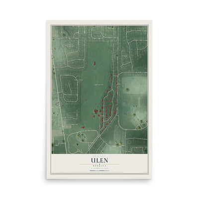 Map of Ulen, Indiana, 12 x 18 inch unframed archival matte print