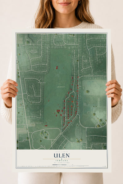 Map of Ulen, Indiana, 18 x 24 inch unframed archival matte print