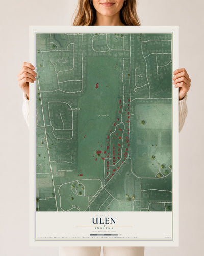 Map of Ulen, Indiana, 24 x 36 inch unframed archival matte print