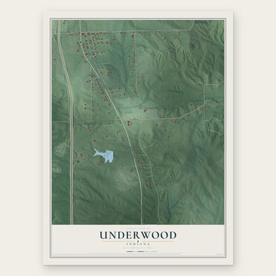 Underwood, Indiana map print, the full design