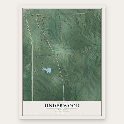 Underwood, Indiana map print, the full design