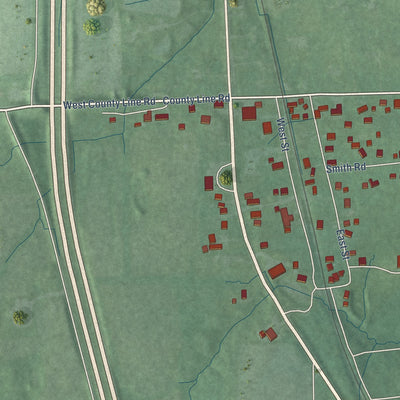 Close-up of the map of Underwood, Indiana print showing street and building detail