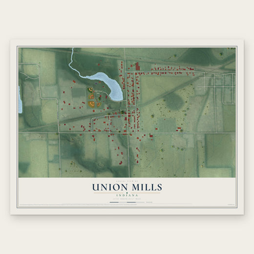 Union Mills, Indiana map print, the full design