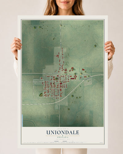 Map of Uniondale, Indiana, 24 x 36 inch unframed archival matte print