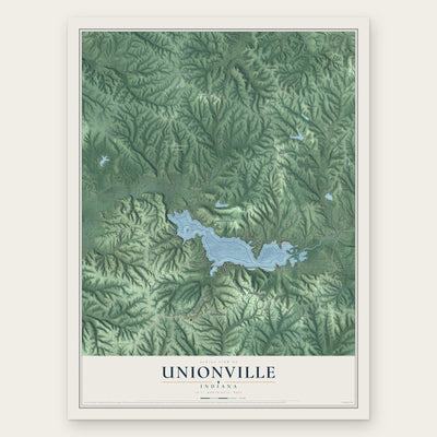 Unionville, Indiana map print, the full design