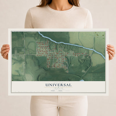 Map of Universal, Indiana, 12 x 18 inch unframed archival matte print