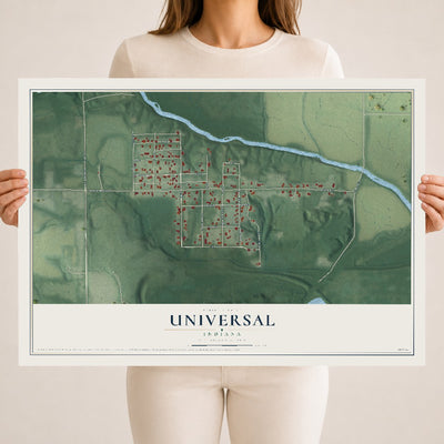 Map of Universal, Indiana, 18 x 24 inch unframed archival matte print