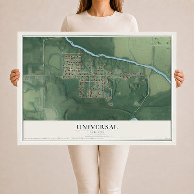 Map of Universal, Indiana, 24 x 36 inch unframed archival matte print