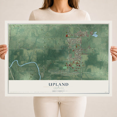 Map of Upland, Indiana, 18 x 24 inch unframed archival matte print