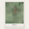 Urbana, Indiana map print, the full design