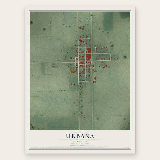 Urbana, Indiana map print, the full design
