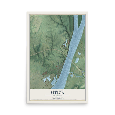 Map of Utica, Indiana, 12 x 18 inch unframed archival matte print
