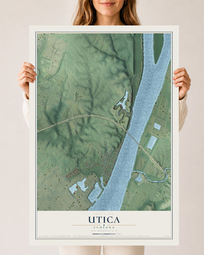 Map of Utica, Indiana, 24 x 36 inch unframed archival matte print