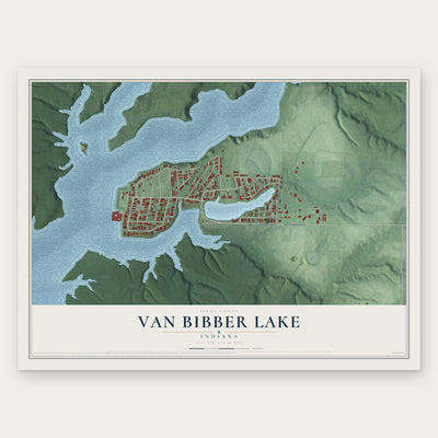 Van Bibber Lake, Indiana map print, the full design