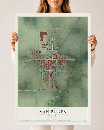 Map of Van Buren, Indiana, 24 x 36 inch unframed archival matte print