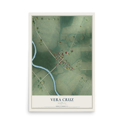 Map of Vera Cruz, Indiana, 12 x 18 inch unframed archival matte print