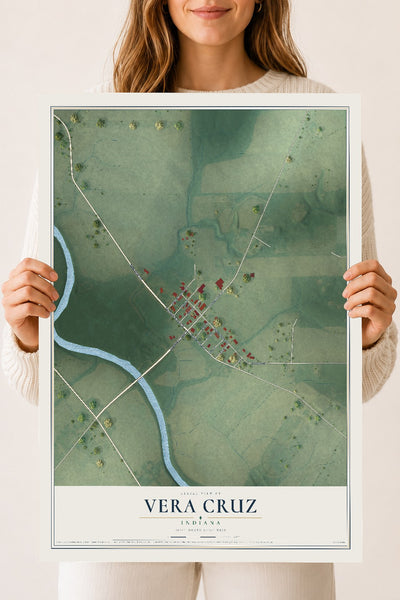 Map of Vera Cruz, Indiana, 18 x 24 inch unframed archival matte print