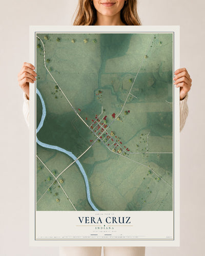 Map of Vera Cruz, Indiana, 24 x 36 inch unframed archival matte print