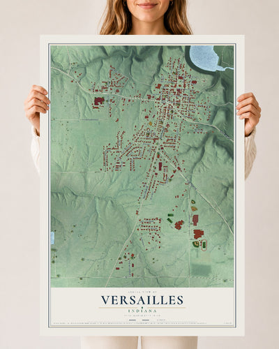 Map of Versailles, Indiana, 24 x 36 inch unframed archival matte print