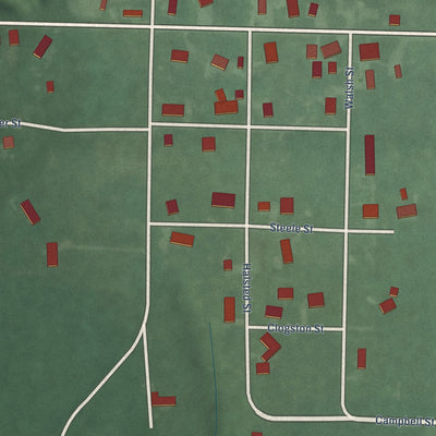 Close-up of the map of Vicksburg, Indiana print showing street and building detail