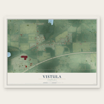 Vistula, Indiana map print, the full design