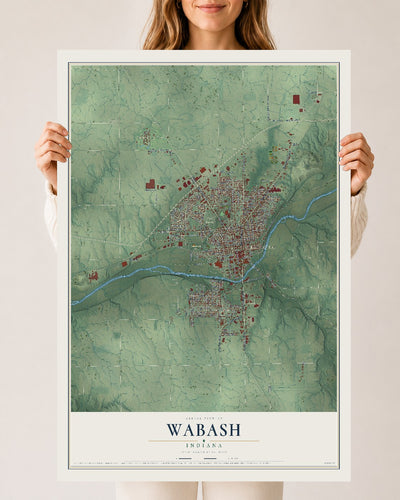 Map of Wabash, Indiana, 24 x 36 inch unframed archival matte print