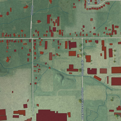 Second close-up of the map of Wakarusa, Indiana print showing more streets and buildings