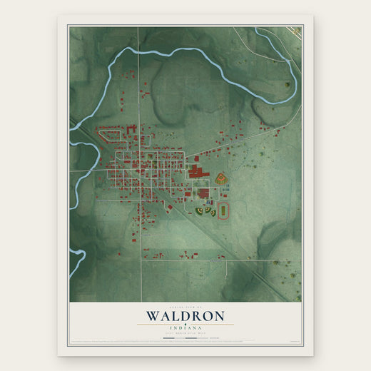Waldron, Indiana map print, the full design