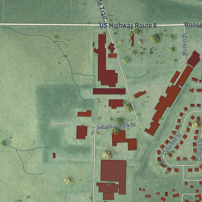 Second close-up of the map of Walkerton, Indiana print showing more streets and buildings