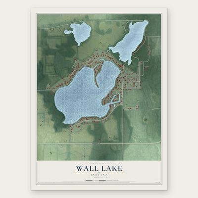 Wall Lake, Indiana map print, the full design