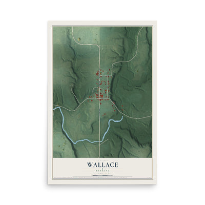 Map of Wallace, Indiana, 12 x 18 inch unframed archival matte print