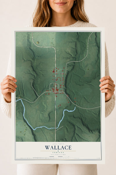 Map of Wallace, Indiana, 18 x 24 inch unframed archival matte print